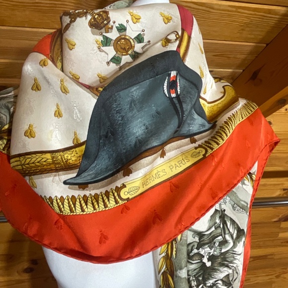 •Hermes Vintage Jacquard Scarf RARE Napoleon Ledoux Hand Rolled Hem 35”x34” - Picture 8 of 15